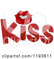 Poster, Art Print Of Red Kiss Text With Lips