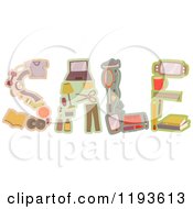 Cartoon Of Vintage Items Forming The Word SALE Royalty Free Vector Clipart