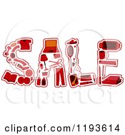 Cartoon Of Red And Orange Items Forming The Word SALE Royalty Free Vector Clipart