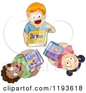 Poster, Art Print Of Diverse Children Looking Up And Holding Books