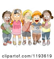 Poster, Art Print Of Excited Diverse Children Taking Photos With Their Gadget Cameras