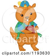 Cartoon Of A Cute Kangaroo Student Holding A Book Royalty Free Vector Clipart by BNP Design Studio