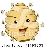 Happy Hive Mascot And Bees