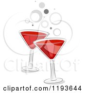 Poster, Art Print Of Toasting Glasses Of Red Wine And Gray Bubbles