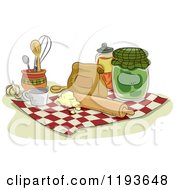 Poster, Art Print Of Baking Ingredients And Items On A Towel