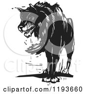 Clipart Of A Growling Wolf Black And White Woodcut Royalty Free Vector Illustration by xunantunich #COLLC1193660-0119
