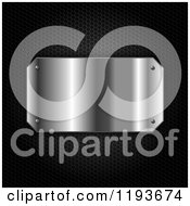 Clipart Of A 3d Reflective Silver Plaque Over Perforated Metal Royalty Free Vector Illustration by KJ Pargeter