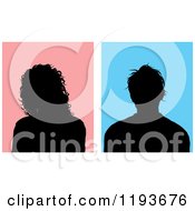 Clipart Of Silhouetted Man And Woman Avatars Over Pink And Blue Backdrops Royalty Free Vector Illustration