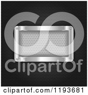 Clipart Of A 3d Shiny Silver Frame Over Black Perforated Metal Royalty Free Vector Illustration