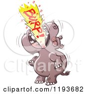 Cartoon Of A Hippo Burping Loudly Royalty Free Vector Clipart