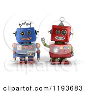Poster, Art Print Of 3d Happy Red And Blue Robot Friends