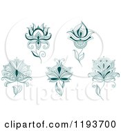 Poster, Art Print Of Teal Henna Flowers