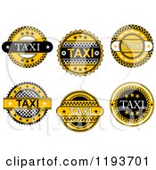 Clipart Of Yellow And Black Taxi Labels 3 Royalty Free Vector Illustration