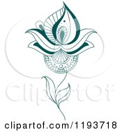 Clipart Of Teal Henna Flowers 2 Royalty Free Vector Illustration