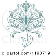 Clipart Of Teal Henna Flowers 3 Royalty Free Vector Illustration