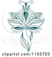 Clipart Of Teal Henna Flowers 4 Royalty Free Vector Illustration