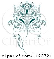 Clipart Of Teal Henna Flowers 5 Royalty Free Vector Illustration