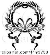 Poster, Art Print Of Black And White Laurel Wreath With A Bow And Ribbons 8