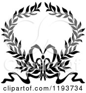 Poster, Art Print Of Black And White Laurel Wreath With A Bow And Ribbons 5