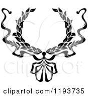 Clipart Of A Black And White Laurel Wreath With A Bow And Ribbons 6 Royalty Free Vector Illustration