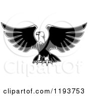 Clipart Of A Black And White Eagle Lifting His Wings 2 Royalty Free Vector Illustration