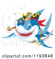 Poster, Art Print Of Grinning Pirate Shark Swimming With A Pipe