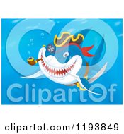 Poster, Art Print Of Pirate Shark Swimming With A Pipe Underwater