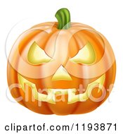 Cartoon Of A Carved Jackolantern Halloween Pumpkin With An Evil Grin Royalty Free Vector Clipart by AtStockIllustration