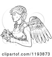 Clipart Of A Black And White Line Drawing Of The Virgo Virgin Zodiac Astrology Sign Royalty Free Vector Illustration