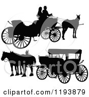 Poster, Art Print Of Black Silhouetted Horse Drawn Carriages