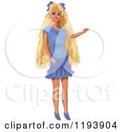 Clipart Of A Doll With Long Blond Hair And A Purple Dress Royalty Free Vector Illustration by dero