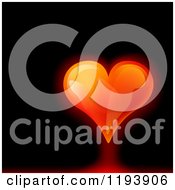 Poster, Art Print Of Glowing Red Heart On A Black Background