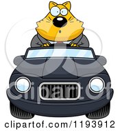 Cartoon Of A Surprised Chubby Business Cat Driving A Convertible Car Royalty Free Vector Clipart