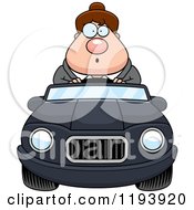 Poster, Art Print Of Surprised Chubby Commuting Businesswoman Driving A Convertible Car
