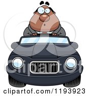 Poster, Art Print Of Surprised Chubby Black Businessman Driving A Convertible Car