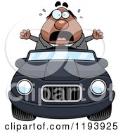 Cartoon Of A Scared Chubby Black Businessman Driving A Convertible Car Royalty Free Vector Clipart by Cory Thoman