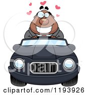 Cartoon Of A Loving Chubby Black Businessman Driving A Convertible Car Royalty Free Vector Clipart by Cory Thoman