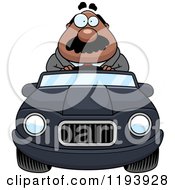 Cartoon Of A Chubby Black Businessman Driving A Convertible Car Royalty Free Vector Clipart by Cory Thoman