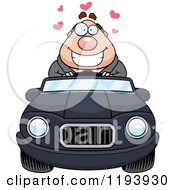 Poster, Art Print Of Loving Chubby Commuting Businessman Driving A Convertible Car