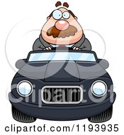 Poster, Art Print Of Chubby Businessman Driving A Convertible Car