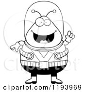 Poster, Art Print Of Black And White Smart Chubby Alien With An Idea