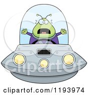 Poster, Art Print Of Scared Chubby Alien Flying A Ufo