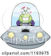 Poster, Art Print Of Loving Chubby Alien Flying A Ufo