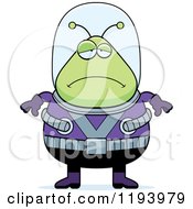 Cartoon Of A Depressed Chubby Alien Royalty Free Vector Clipart