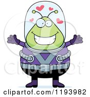 Cartoon Of A Loving Chubby Alien Wanting A Hug Royalty Free Vector Clipart