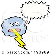 Cartoon Of A Storm Cloud With Lightning Speaking Royalty Free Vector Illustration