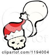 Cartoon Of A Skull Wearing A Santa Hat Speaking Royalty Free Vector Illustration by lineartestpilot