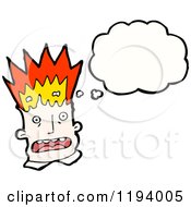 Cartoon Of A Man With Burning Brain Thinking Royalty Free Vector Illustration