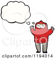 Cartoon Of A Boy In A Hoodie Thinking Royalty Free Vector Illustration by lineartestpilot