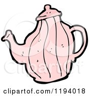 Cartoon Of A Pink Teapot Royalty Free Vector Illustration by lineartestpilot